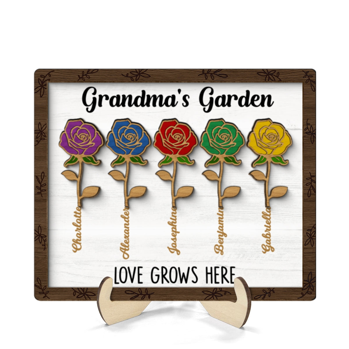 Grandma¡®s Gardern Roses Personalized 2-layer Wooden Plaque