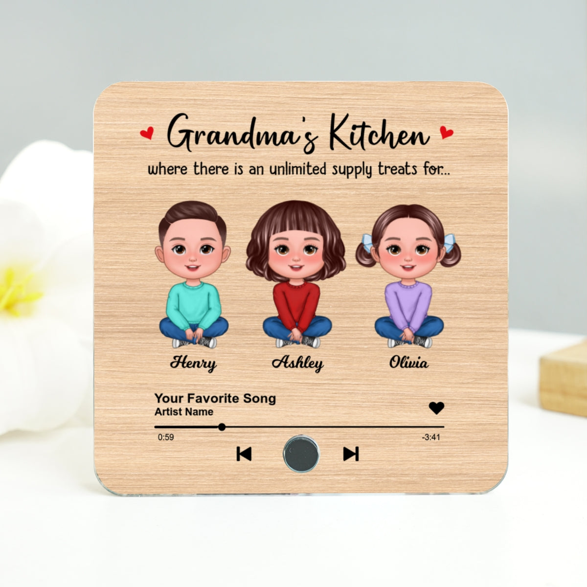 Grandma's Kitchen Where There Is An Unlimited Supply Treats for Grandkids, Personalized Music Fridge Magnet, Heartfelt Gift, Birthday Gift for Grandma