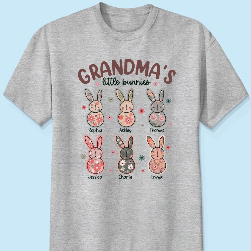 Grandma's Little Bunnies Floral Easter Personalized Shirt