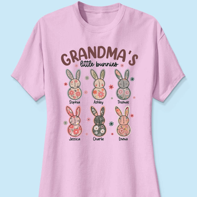 Grandma's Little Bunnies Floral Easter Personalized Shirt