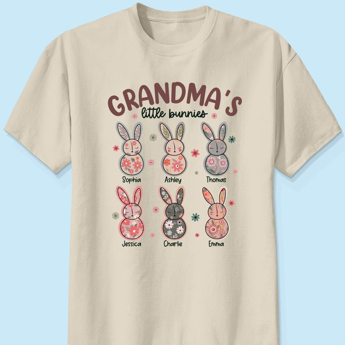 Grandma's Little Bunnies Floral Easter Personalized Shirt