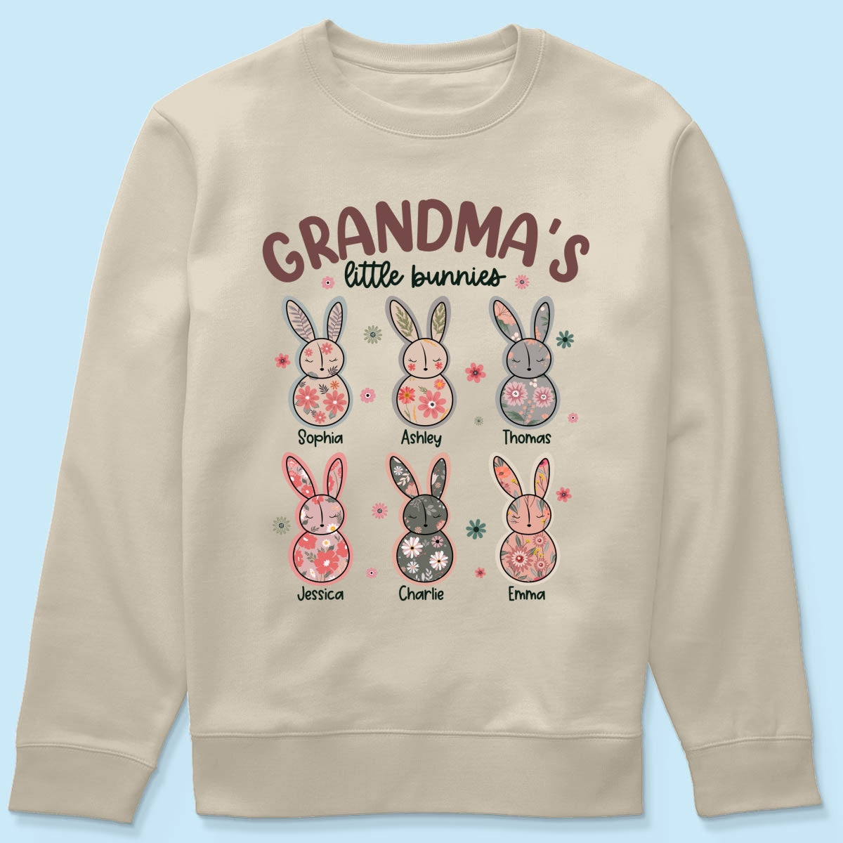 Grandma's Little Bunnies Floral Easter Personalized Shirt