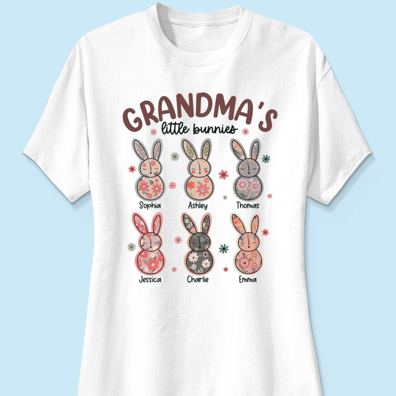 Grandma's Little Bunnies Floral Easter Personalized Shirt
