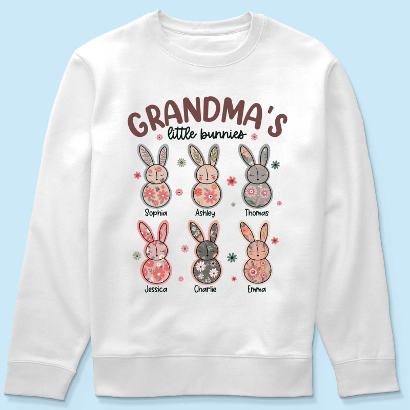 Grandma's Little Bunnies Floral Easter Personalized Shirt