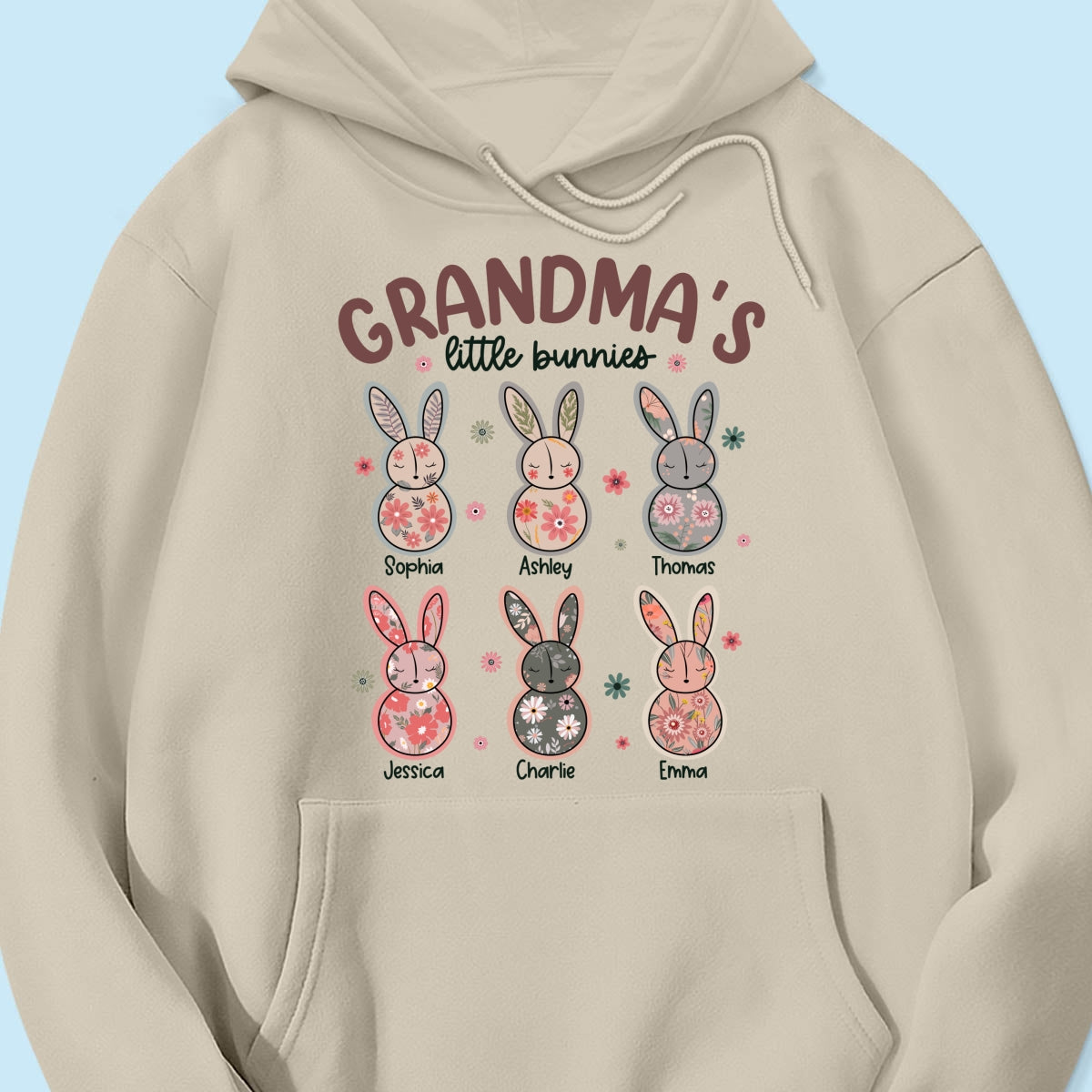 Grandma's Little Bunnies Floral Easter Personalized Shirt