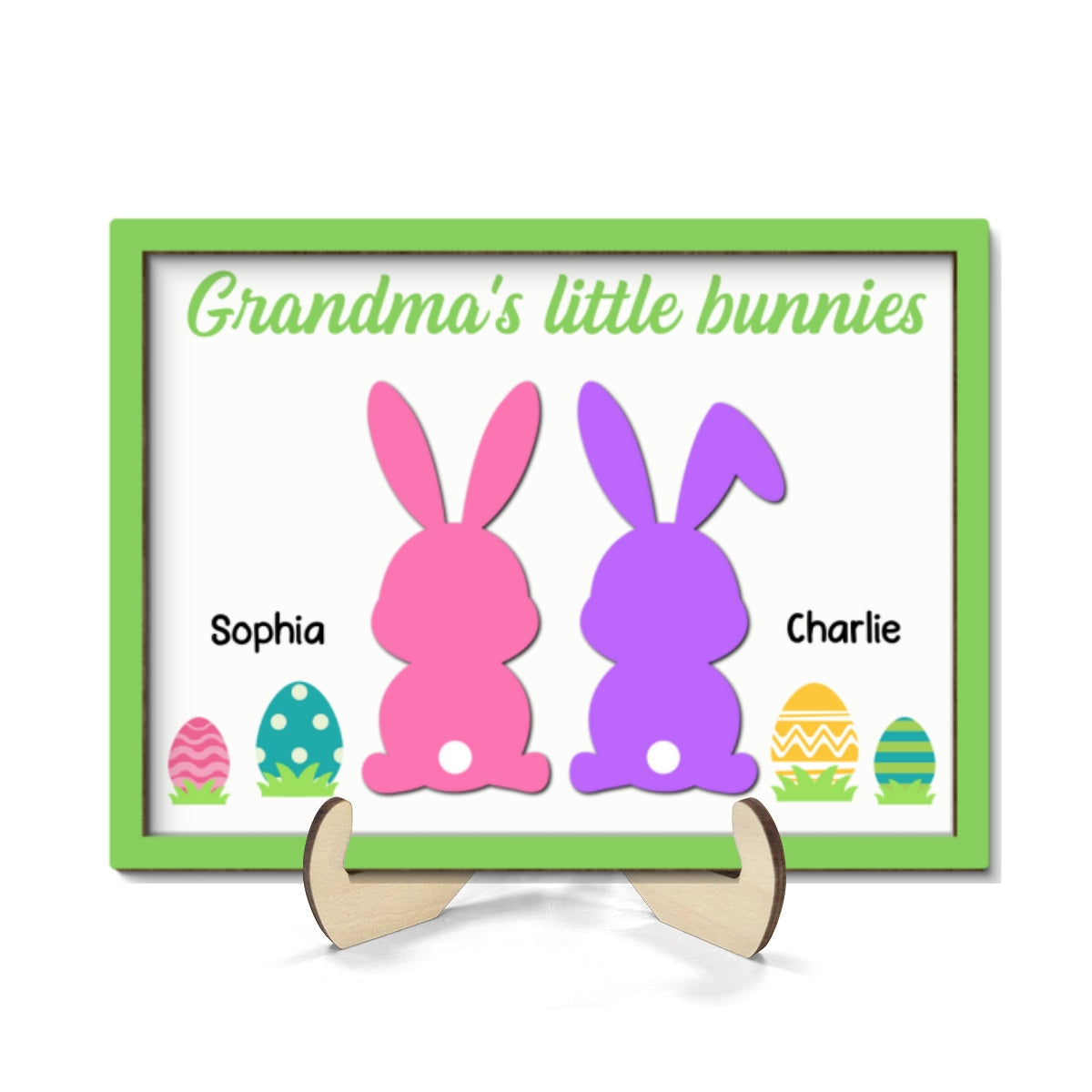 Grandma¡®s Little Bunnies Easter Gift Home Decor Personalized 2-Layer Wooden Plaque