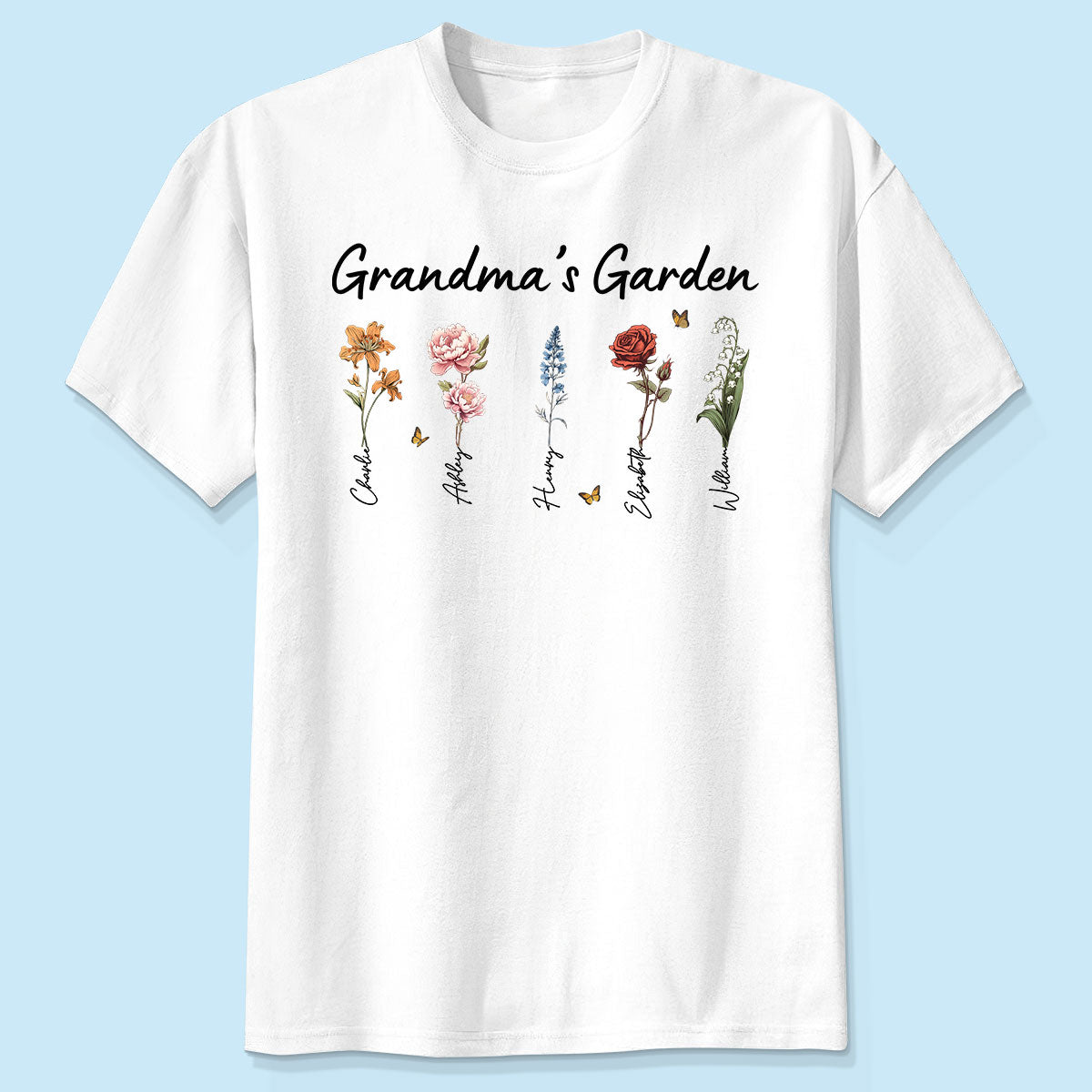 Grandma¡®s Garden Vintage Birth Month Flower Personalized Shirt, Heartfelt Gift For Grandma, Mom, Auntie