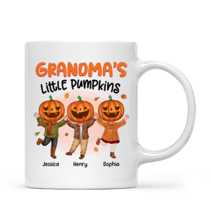 Grandma¡®s Little Pumpkins Happy Kids With Pumpkin Head Personalized Fall Season Mug