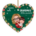 Grandma¡®s Little Cookie Sweetie Gingerbread Doll Grandma Hugging Granddaughter Grandson Personalized Wooden Ornament