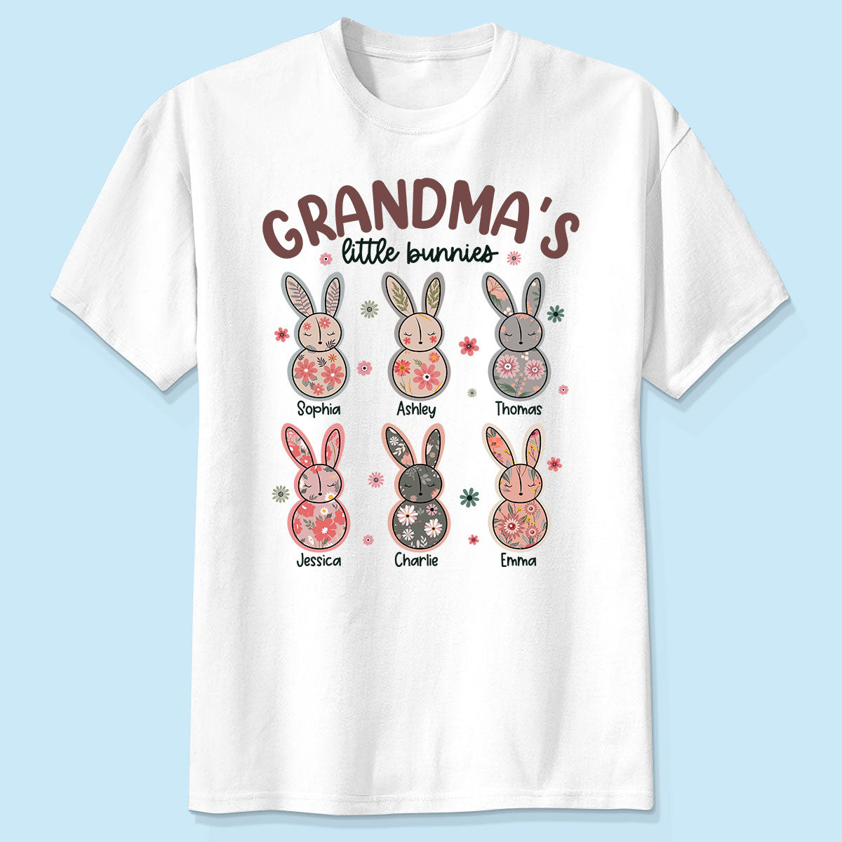 Grandma's Little Bunnies Floral Easter Personalized Shirt
