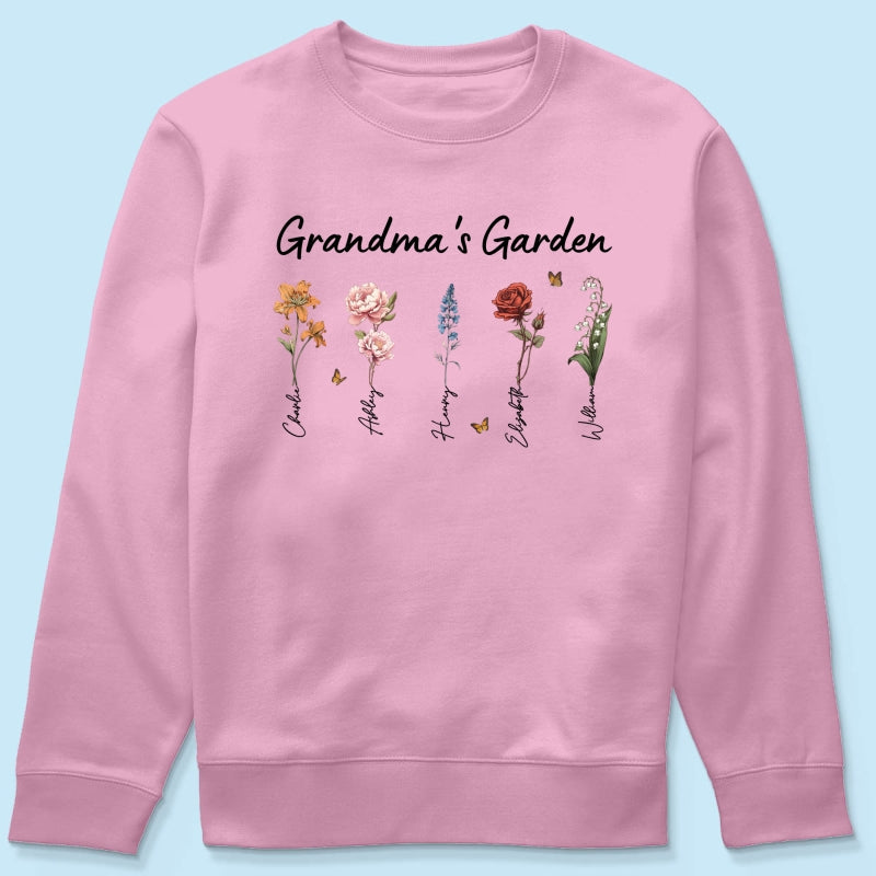 Grandma¡®s Garden Vintage Birth Month Flower Personalized Shirt, Heartfelt Gift For Grandma, Mom, Auntie