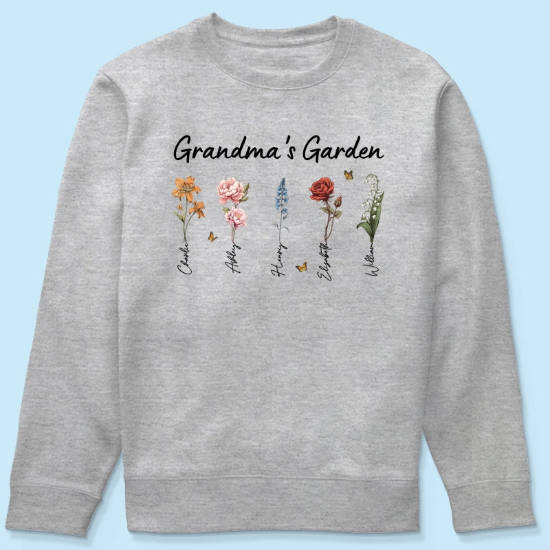 Grandma¡®s Garden Vintage Birth Month Flower Personalized Shirt, Heartfelt Gift For Grandma, Mom, Auntie