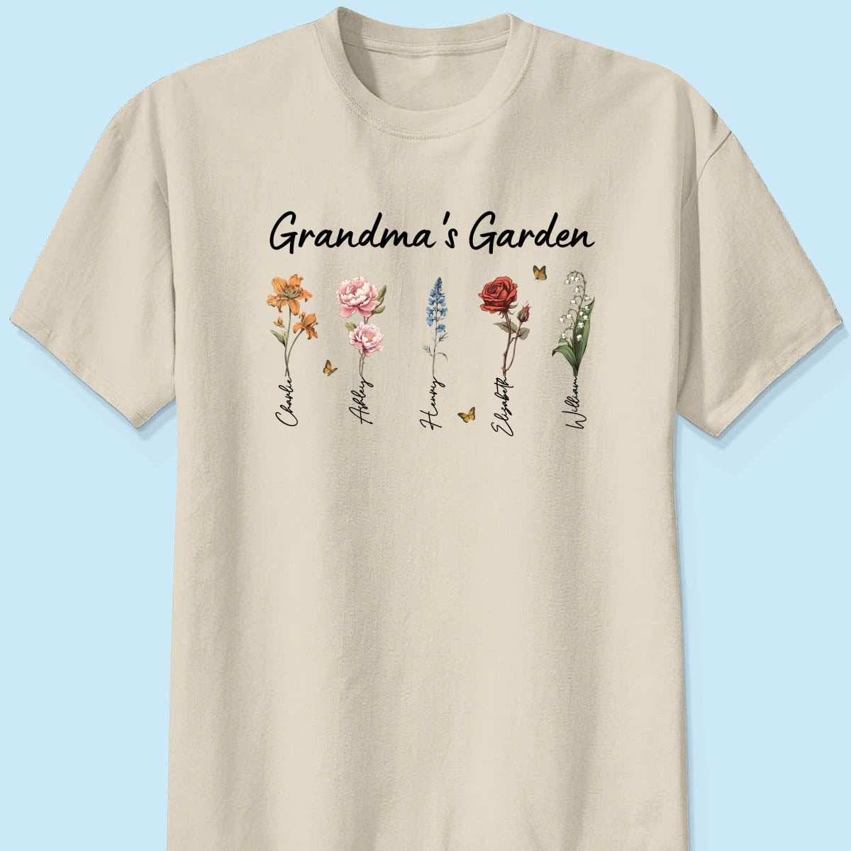 Grandma¡®s Garden Vintage Birth Month Flower Personalized Shirt, Heartfelt Gift For Grandma, Mom, Auntie