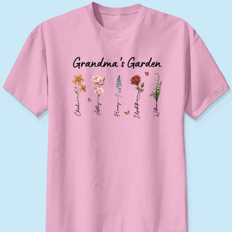 Grandma¡®s Garden Vintage Birth Month Flower Personalized Shirt, Heartfelt Gift For Grandma, Mom, Auntie
