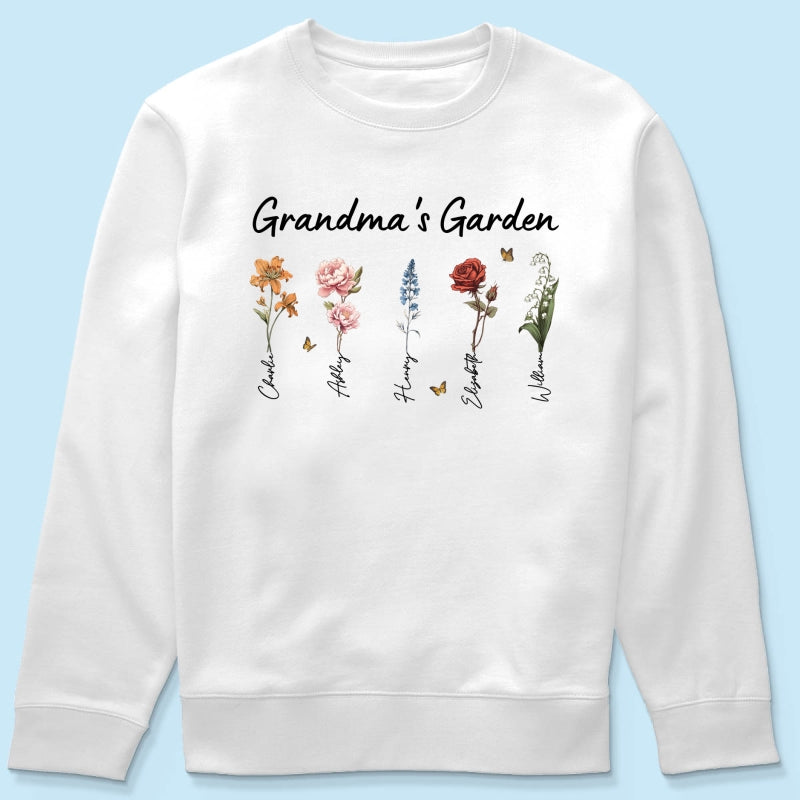 Grandma¡®s Garden Vintage Birth Month Flower Personalized Shirt, Heartfelt Gift For Grandma, Mom, Auntie
