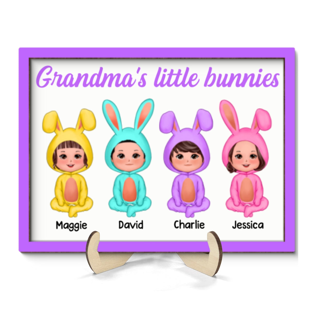 Grandma¡®s Little Bunnies Doll Kids Easter Gift Home Decor Personalized 2-Layer Wooden Plaque